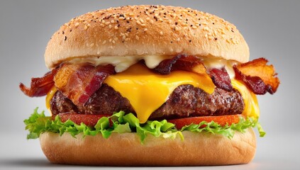 Deliciously stacked bacon cheeseburger