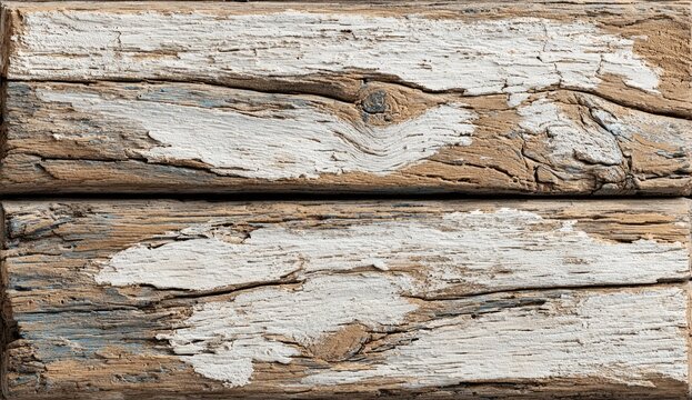 Aged wood planks with peeling paint