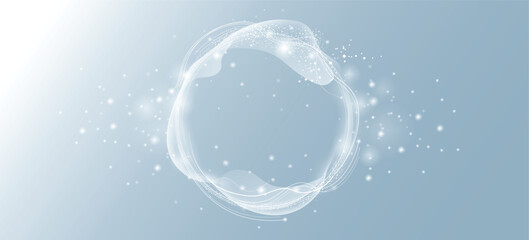 Digital circles of white glowing dots. Big Data visualization. Abstract stream information with line and dot. Futuristic modern background. © Seanprai