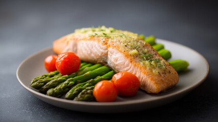 Succulent herb-crusted salmon with vibrant asparagus echoes Midsummer's Swedish feast and National Asparagus Day culinary delight