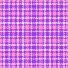 Punk tartan seamless textile, sheet check background texture. Multi plaid fabric pattern vector in violet and light colors.