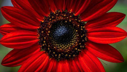 Close-up of a vibrant red sunflower