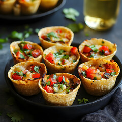 Delicious and Freshly Made Mini Taco Salad Bites in Wonton Cups