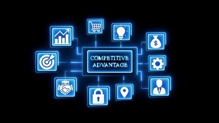 Business competitive advantage concept diagram with icons