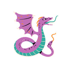 Mythological creature, ancient Greece, folklore. Fantasy monster. Amphisbaena. Cartoon vector illustration.
