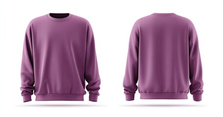A mauve crewneck sweatshirt shown from front and back, plain, on a white background