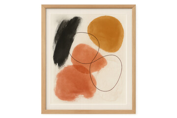 Abstract painting framed with warm tones on transparent background