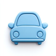 A light-blue, simplified 3D rendering of a car's front view, isolated on white