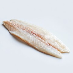Two pristine, pale fish fillets, side-by-side, exhibiting delicate skin lines and a translucent, moist texture against a bright white background