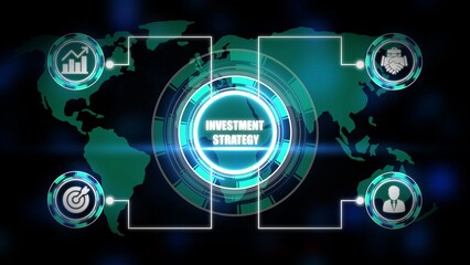 Obraz premium Digital global investment strategy interface with icons