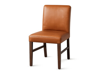 Modern leather chair with brown wooden legs