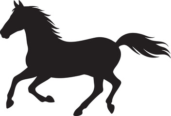 走る馬の黒いシルエットベクターイラスト素材