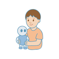 vector illustration of a boy with a toy
