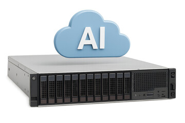 Ai cloud computing concept on server rack unit