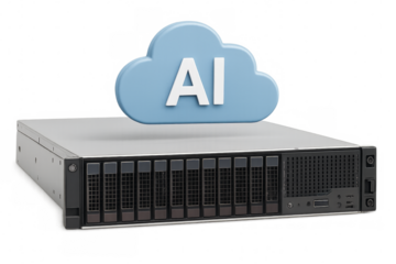 Ai cloud computing concept on server rack unit