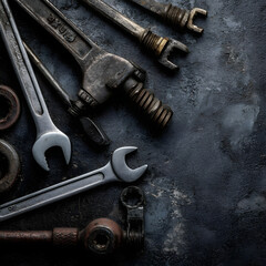 Collection of Worn and Rustic Vintage Mechanic's Hand Wrenches