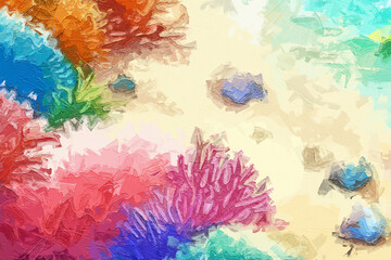 Various oil paintings, flowers, lakes, landscapes, butterflies, rabbits, spotted deer, roses, peonies, forests, marine life