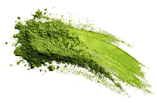 Green powder spills in a flowing pile