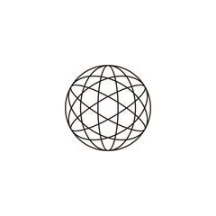 Atom, element, lines, circle geometric symbol simple logo vector