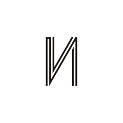 Letter M and v lines geometric symbol simple logo vector