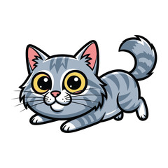 Curious Feline: A cheerful, cartoon cat is shown in a lively pose, rendered with a simple yet appealing style. Focus on the cat’s playful movement and innocent expression.