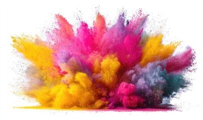 Fototapeta premium Colorful powder explosion on white background (19)