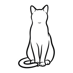 Elegant Cat Outline: Minimalist black and white line art of a domestic cat, in a pose of calm alertness, showcasing the feline elegance in a simple yet striking manner.