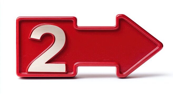 Red arrow shape with the number two