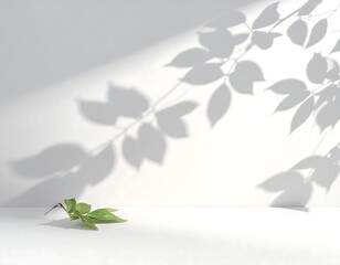 Light and shadow of leaves on a white surface