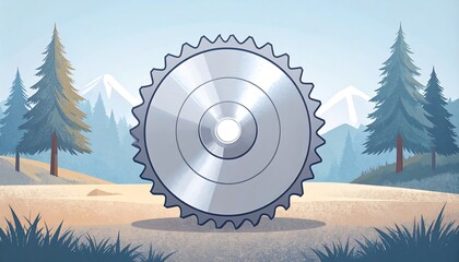 Circular saw blade in a landscape