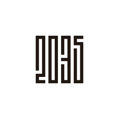 Number 2, 0, 3 and 5 square, rectangles geometric symbol simple logo vector