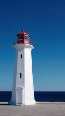 赤い屋根の白い灯台 星空の背景