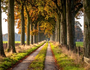 Fototapeta premium Autumnal tree-lined road