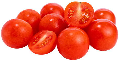 Sweet Japanese Bijin and Amela tomatoes on white background, Fresh red Tomato isolate on white with clipping path PMNG file.