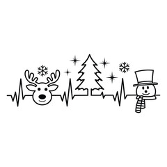 Christmas Heartbeat - Reindeer, Tree, and Snowman