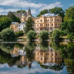 Fototapeta premium Picturesque estate by a calm lake