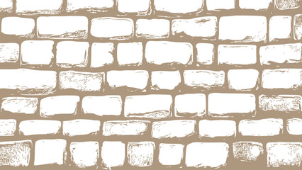 White and brown old brick wall texture background. Stone wallpaper decor. 