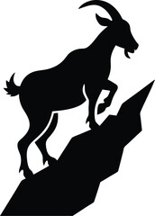 A silhouette of a wild horned buck is isolated against a white background, a perfect vector illustration for Christmas and nature themes