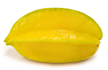 Fresh yellow starfruit on white background, Starfruit tropical fruit photography isolate om white with clipping path.