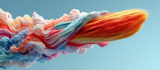 Abstract multicolored cloud-like forms with flowing, twisting textures