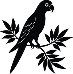 Fototapeta premium A vibrant cartoon macaw with colorful wings perched on a tree branch, illustrating the beauty of tropical wildlife