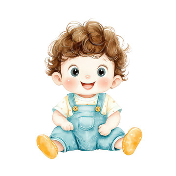 baby boy character soft vintage pastel coloor