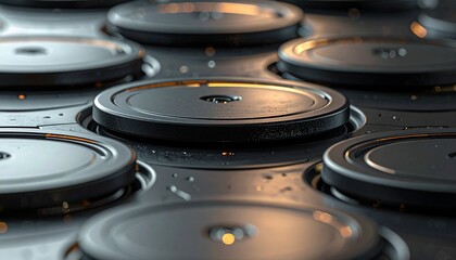 Close-up of a futuristic industrial grid, the perfect textured background for a high-tech open concept office animation