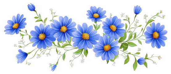 Fototapeta premium Blue Smooth Aster flowers graceful