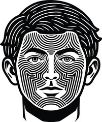 King skull drawing with an evil gothic animal face and tribal ornament design