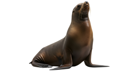 Sea lion basking in the sun isolated PNG with Transparent Background