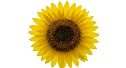 Vibrant yellow sunflower head isolated for summer, floral, or agricultural design projects isolated PNG with Transparent Background