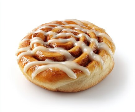 Round cinnamon roll, glazed