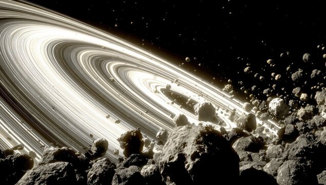 Cosmic ring system with asteroid field