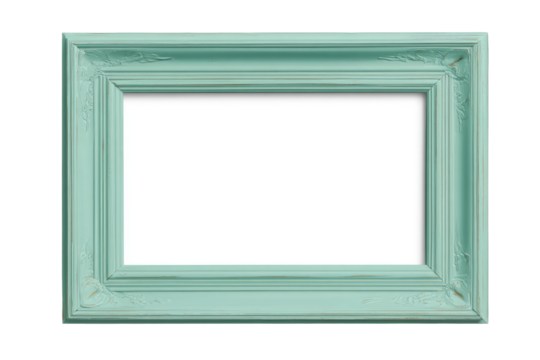Mint-green picture frame, ornate